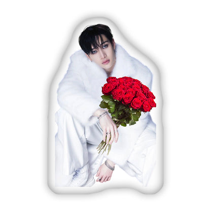 Double Sided Printed Pillow with Bang Chan and a Bouquet The Perfect Gift for Valentine's Day