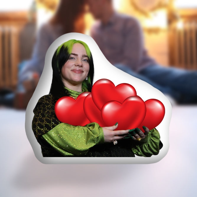 3D Custom Pillow with Billie Eilish and Hearts The Unique Gift for Valentine's Day