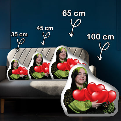 3D Custom Pillow with Billie Eilish and Hearts The Unique Gift for Valentine's Day