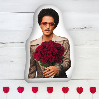 Custom Pillow with Bruno Mars and a Bouquet The Perfect Gift for Valentine's Day