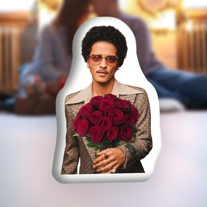 Custom Pillow with Bruno Mars and a Bouquet The Perfect Gift for Valentine's Day