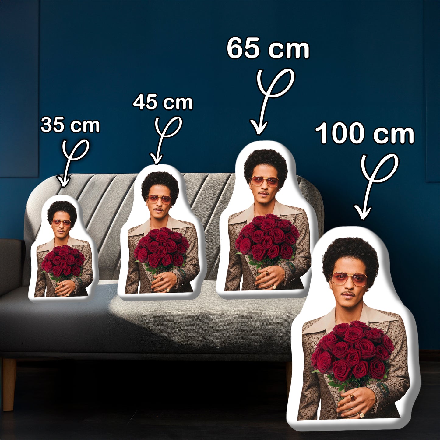 Custom Pillow with Bruno Mars and a Bouquet The Perfect Gift for Valentine's Day