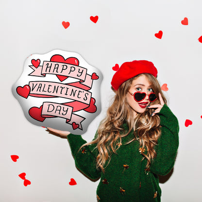 Double Sided Printed Pillow with "Happy Valentine's Day" The Perfect Gift for Your Loved One