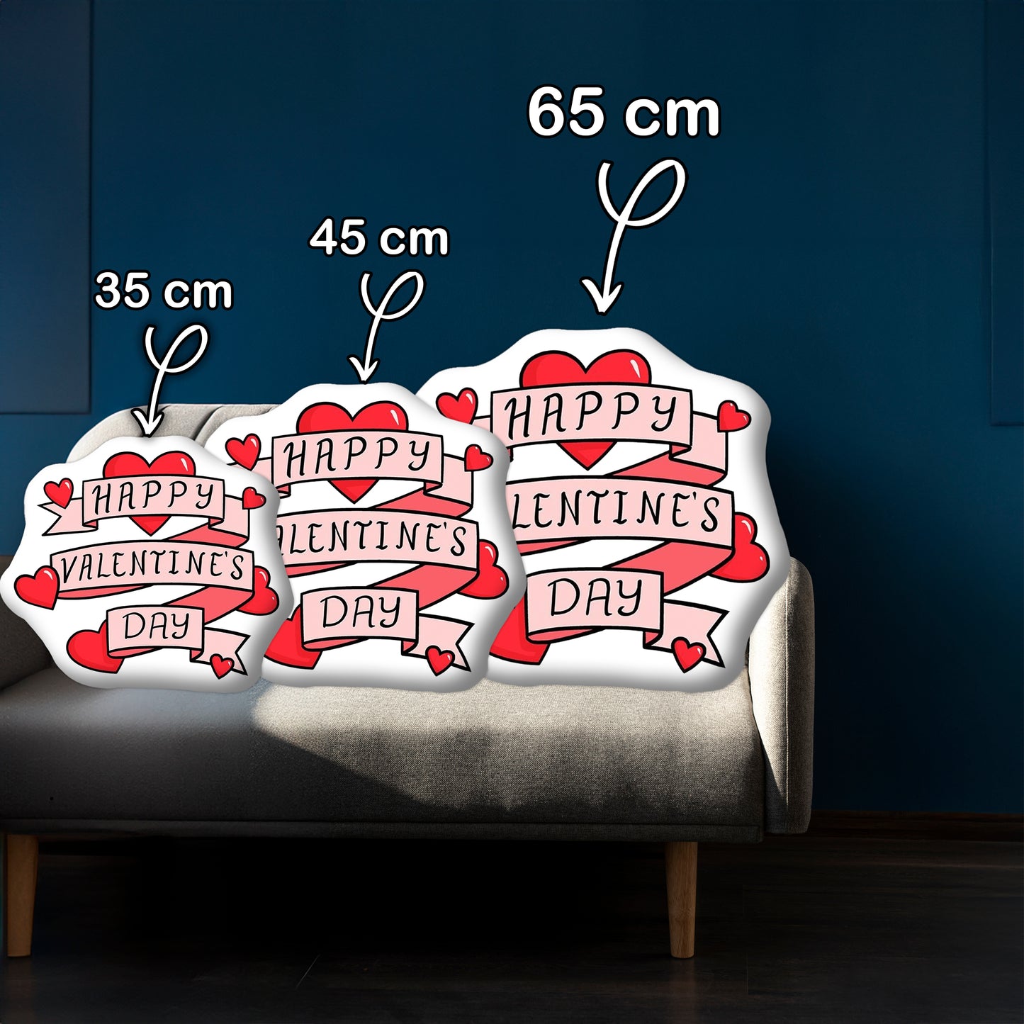 Double Sided Printed Pillow with "Happy Valentine's Day" The Perfect Gift for Your Loved One