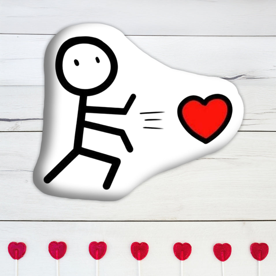 Double Sided Printed Pillow with Stickman Love The Perfect Gift for Valentine's Day