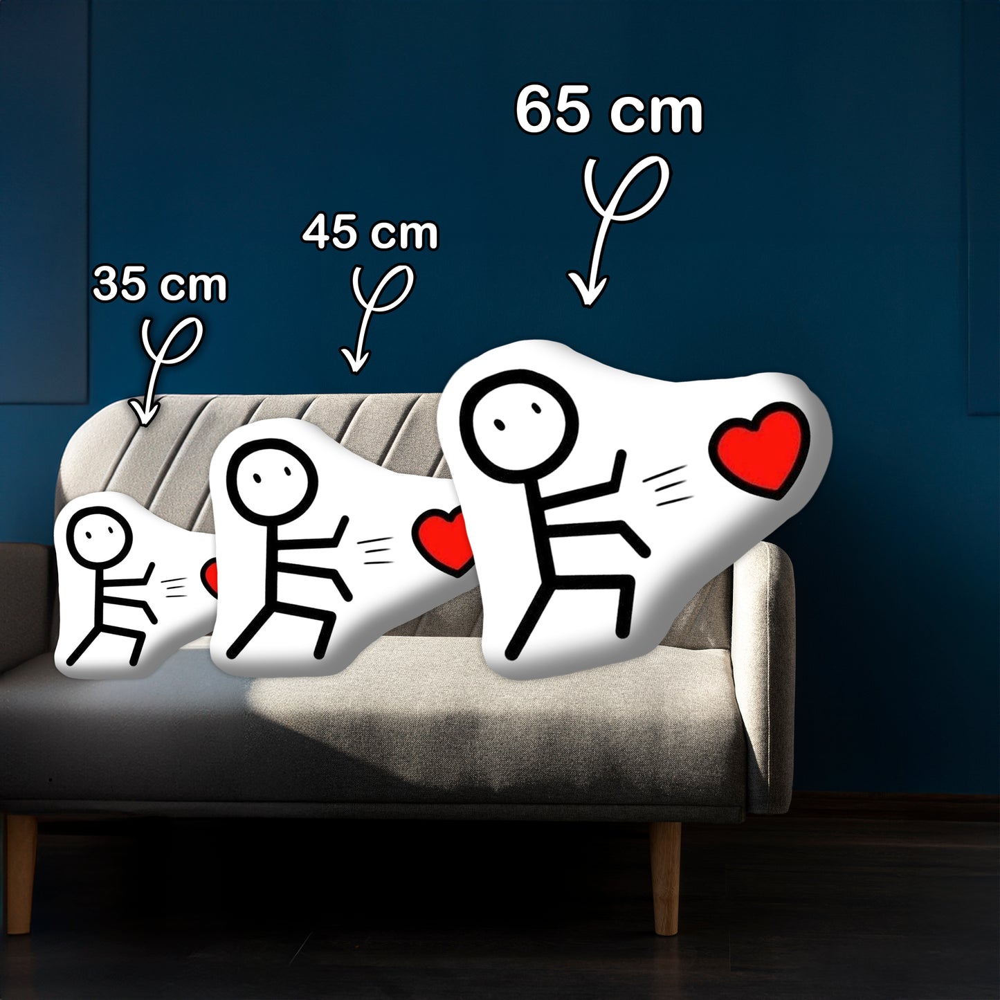 Double Sided Printed Pillow with Stickman Love The Perfect Gift for Valentine's Day